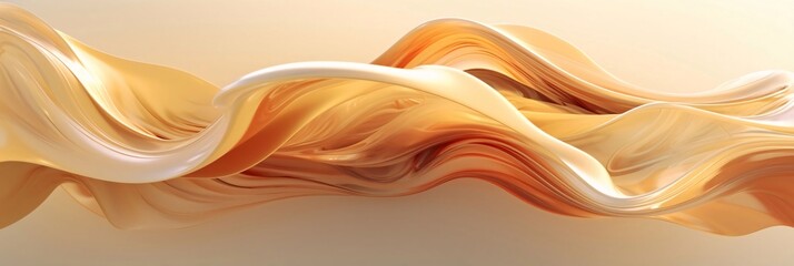 3d rendering of abstract wavy silk fabric background. Smooth elegant golden silk texture.