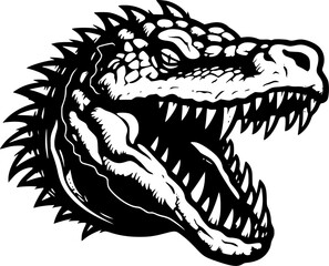 Alligator - Black and White Isolated Icon - Vector illustration