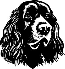Cocker Spaniel - Black and White Isolated Icon - Vector illustration
