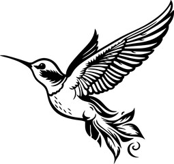 Obraz premium Hummingbird | Black and White Vector illustration