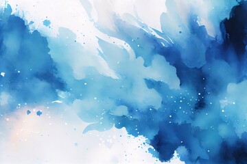 Abstract blue watercolor background. Digital art painting. Illustration.