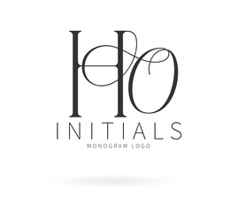 HO Typography Initial Letter Brand Logo, HO brand logo, HO monogram wedding logo, abstract logo design - obrazy, fototapety, plakaty