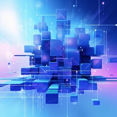 Abstract blue background with cubes. 3d render, 3d illustration