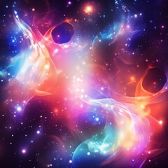 Fototapeta na wymiar Abstract colorful background with stars and nebula. Vector illustration for your design