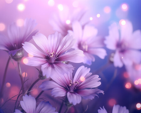 Abstract background of purple daisies. Used for making wallpapers, posters, postcards, brochures.