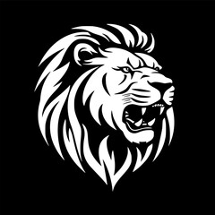 Fototapeta premium Lion - Black and White Isolated Icon - Vector illustration