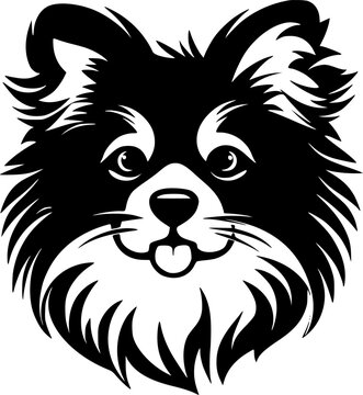 recommend clip art: Pomeranian - Black and White Isolated Icon - Vector illustration
