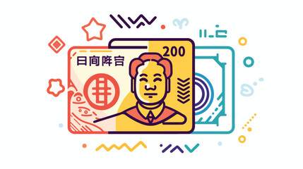 Yuan Paper Currency colorful line icon. Simple Icon illustration