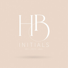 HB Typography Initial Letter Brand Logo, HB brand logo, HB monogram wedding logo, abstract logo design
