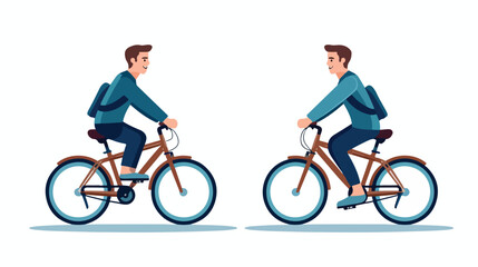 Young man riding bike avatar character Vector illustration