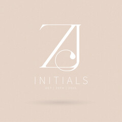 ZJ Typography Initial Letter Brand Logo, ZJ brand logo, ZJ monogram wedding logo, abstract logo design