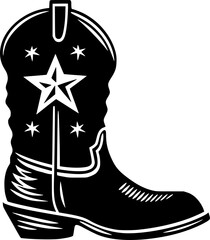 Cowboy Boot | Black and White Vector illustration