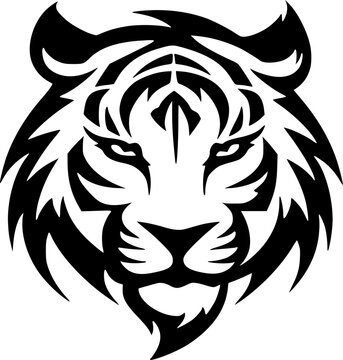 recommend clip art: Tiger | Black and White Vector illustration