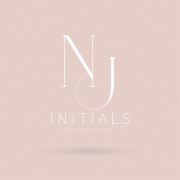 NJ Typography Initial Letter Brand Logo, NJ brand logo, NJ monogram wedding logo