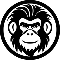 Fototapeta premium Monkey - Black and White Isolated Icon - Vector illustration