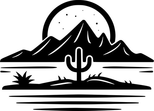 recommend clip art: Desert - Black and White Isolated Icon - Vector illustration