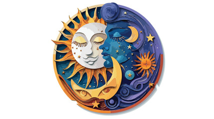 Zodiac circle with horoscope signs the Sun Moon