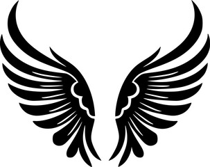 Angel Wings | Black and White Vector illustration