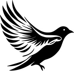 Obraz premium Dove Bird - Black and White Isolated Icon - Vector illustration