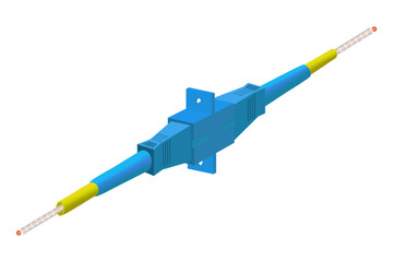 Optical fiber cable with SC UPC connector and SC simplex adapter. vector illustration EPS 10.