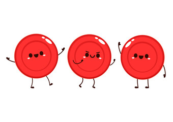 Red Blood Drop Cartoon Character. Vector Illustration Flat Design Isolated On Transparent Background. Red Blood Cell Mascot.