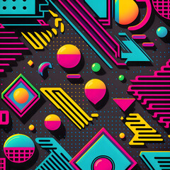 Memphis seamless pattern. Geometric elements memphis in the style of 80s. Vector illustration