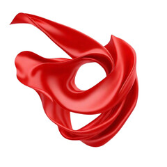 Fototapeta premium Beautiful flowing fabric of red wavy silk or satin. 3d rendering on Isolated transparent background png. generated with AI