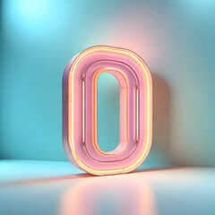 glowing neon letter o number 0