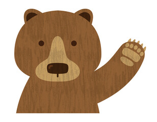 片手をあげて挨拶をする熊