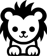 Lion Baby | Black and White Vector illustration