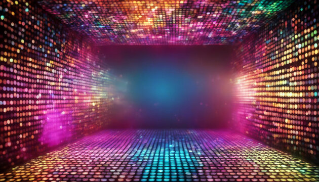 abstract dance party background Shiny disco wall flashing light  