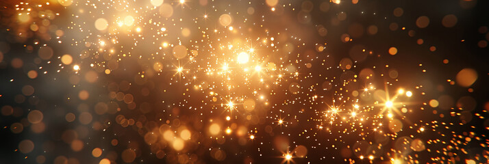 Fototapeta na wymiar golden Fireworks on black background, christmas, new year , copy space, banner