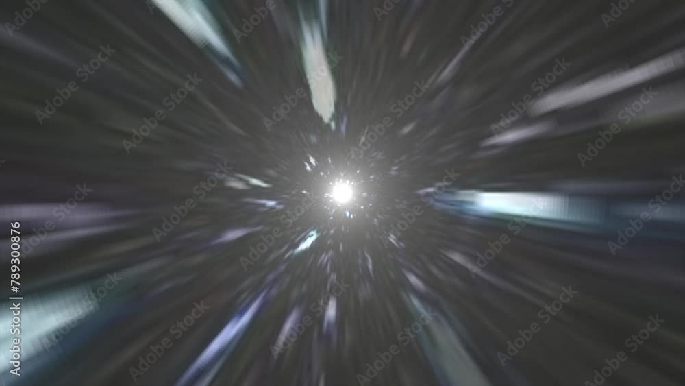 Wall mural hyperdrive jump through stars, light speed effect. sci-fi hyperspace jump