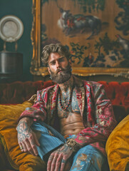 portrait of a man relaxing on a couch - generative ai