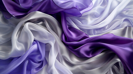 Obraz premium Visual art interpretation: abstract background with layers of silk fabric in hues of amethyst and silver, rippling softly. portrayed with creativity.