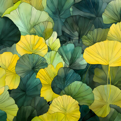 Seamless pattern with ginkgo leaves. Vector background.