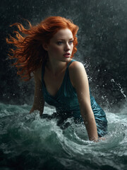 Fototapeta premium Bold and Beautiful Woman with Vibrant Hair in Fashion