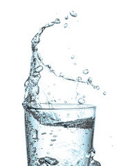 Water splashing from glass design element