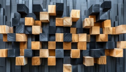 Brown wooden acoustic panels wall texture on wood background for interior design