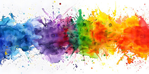 Abstract Rainbow Water colour ,Paint Splatter Banner Rainbow