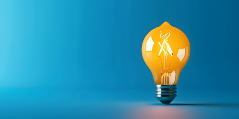 Yellow Lightbulb On Blue Background Illuminating Ideas, Bright Ideas Illuminated