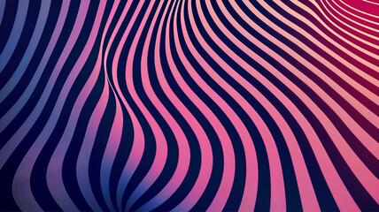 Abstract retro psychedelic optical illusion background with zebra pink stripes, optical illusion of volume lines 