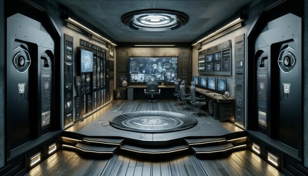 Sci-Fi Command Center with Advanced Monitoring Systems
