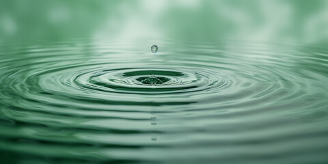 Naklejka na ściany i meble minimalist green round water rippes, drop of water