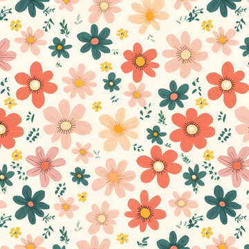 Seamless pattern with seamless pattern with flowers and leaves. Vector floral background.owers and leaves. Floral background.