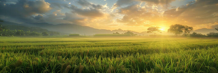 Close up of grass field with setting sun suitable for naturethemed designs, inspirational content, backgrounds, and relaxationthemed projects. - Powered by Adobe