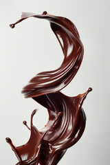 Flying chocolate liquid suspended in the air