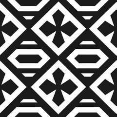 Art Deco Pattern Of Geometric Elements. Seamless Black and White Background.