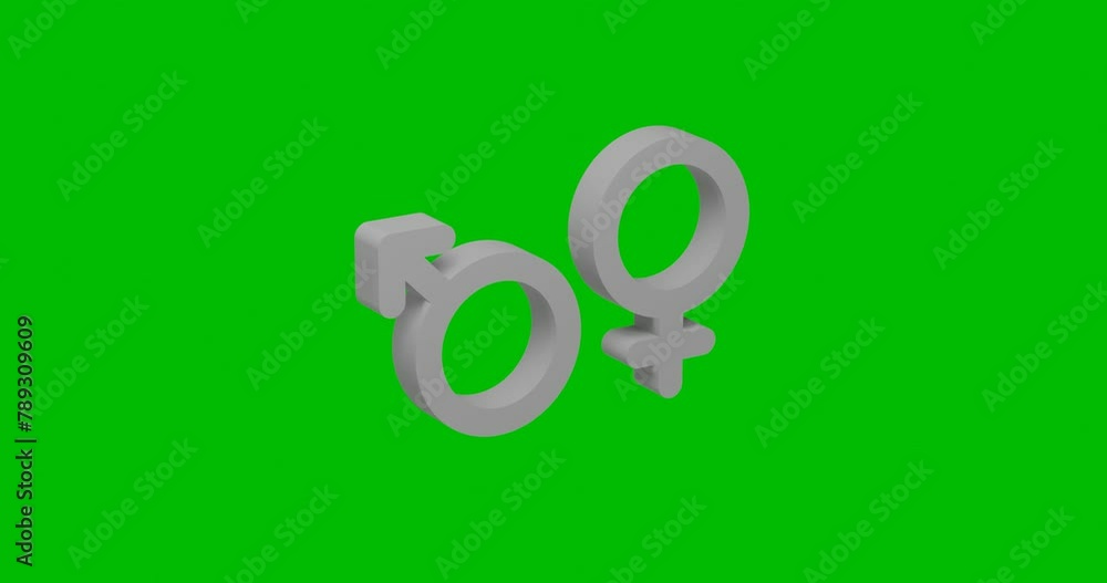 Poster animation of rotation of a white gender symbol with shadow. simple and complex rotation. seamless lo