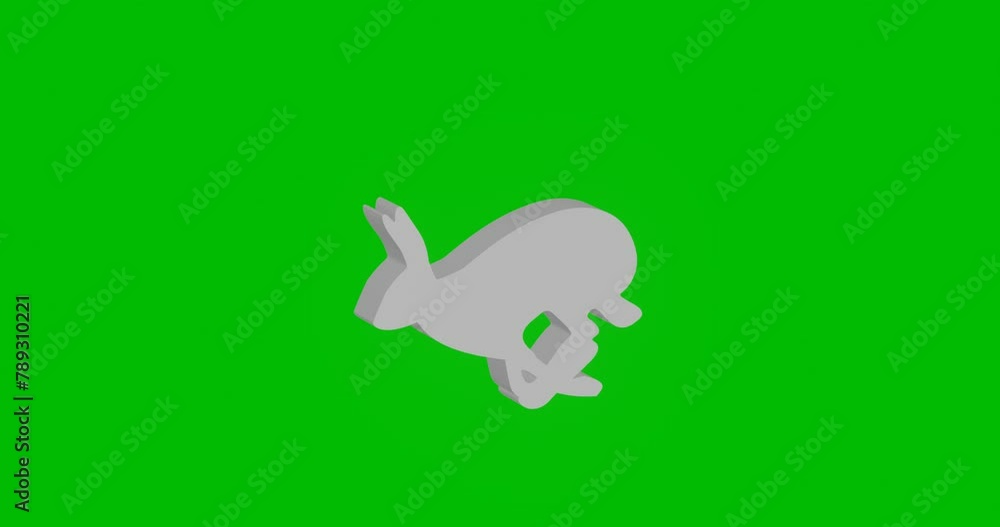 Poster animation of rotation of a white hare runs symbol with shadow. simple and complex rotation. seamless